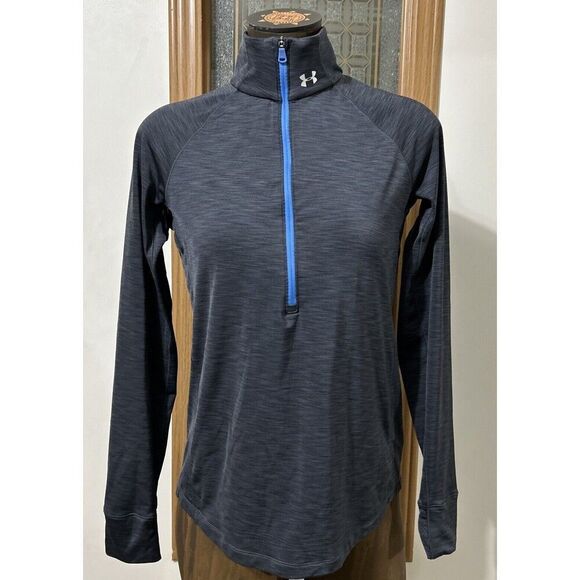 Under Armour ColdGear Women's Medium Gray Blue Fitted Pullover Activewear - Picture 1 of 10